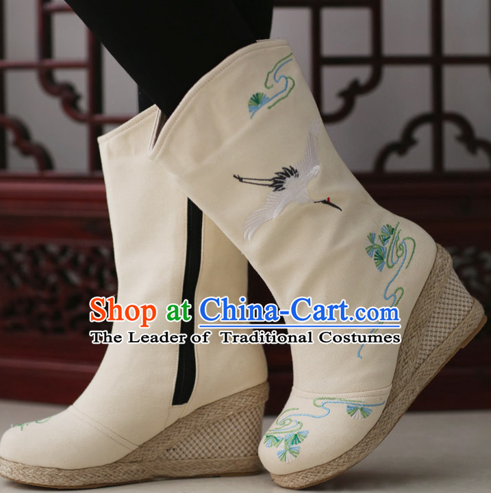 Chinese Ancient Style High Heel Embroidered Boots