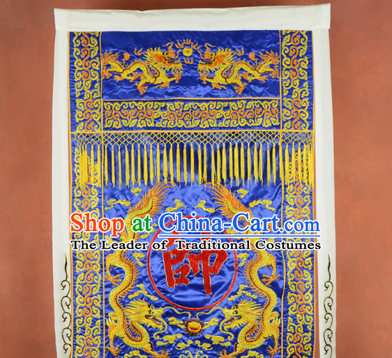 Blue Ancient Chinese Classical Superhero General Banner Flag