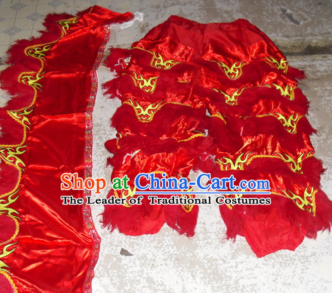 Red Top Asian Chinese New Year Performance 2 Pairs of Lion Dance Pants and Claws