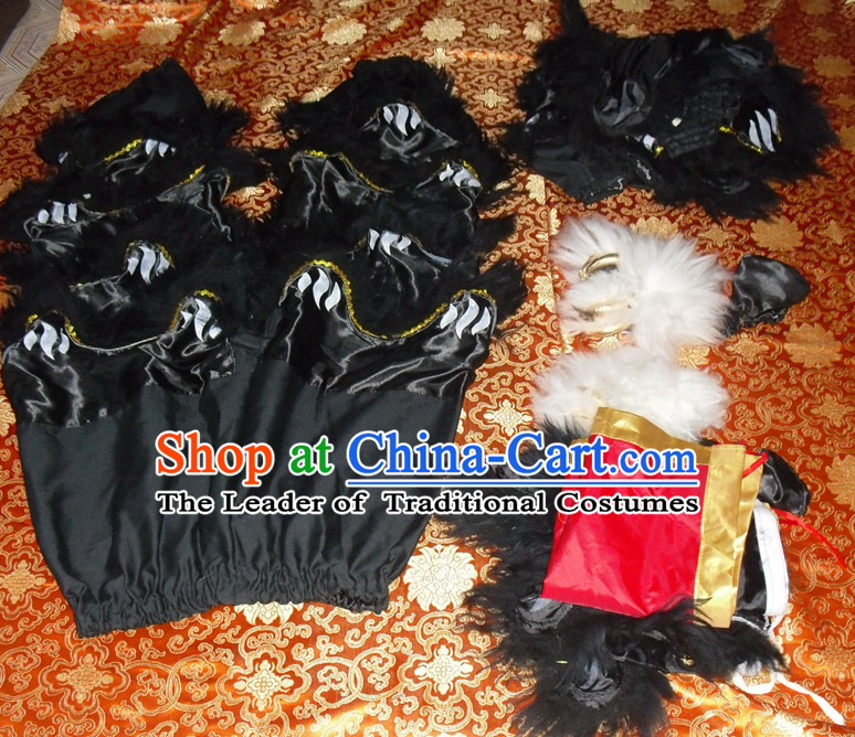 Black Top Asian Chinese New Year Performance 2 Pairs of Lion Dance Pants and Claws