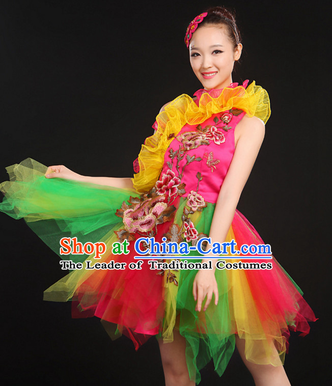 Chinese Dance Costumes Dancewear and Hair Decorations Complete Set for Women or Girls