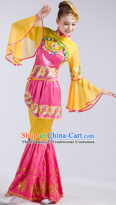 Chinese Classical Dance Costumes and Headdress Complete Set for Women Girls