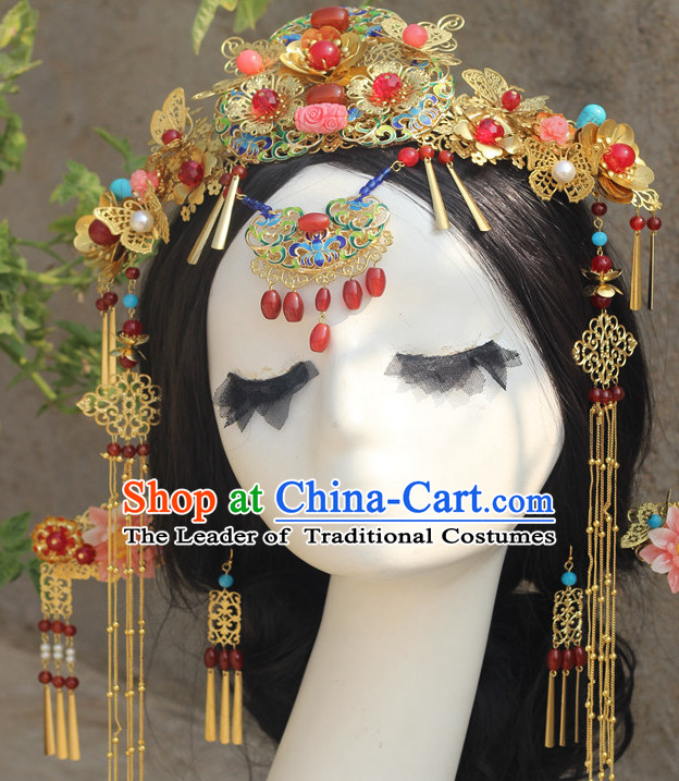 Top Chinese Traditional Wedding Headpieces Hair Jewelry Bridal Hair Clasp Hairpins Set