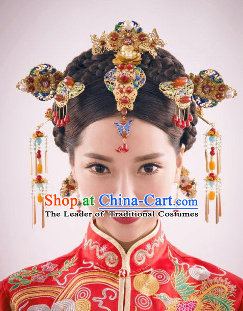 Top Chinese Traditional Wedding Headpieces Hair Jewelry Bridal Hair Clasp Hairpins Set