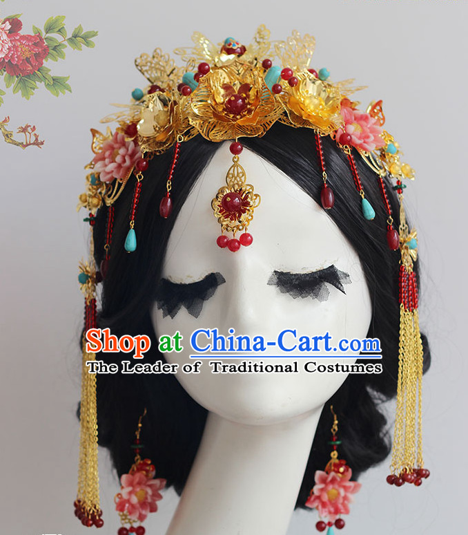 Top Chinese Traditional Wedding Headpieces Hair Jewelry Bridal Hair Clasp Hairpins Set