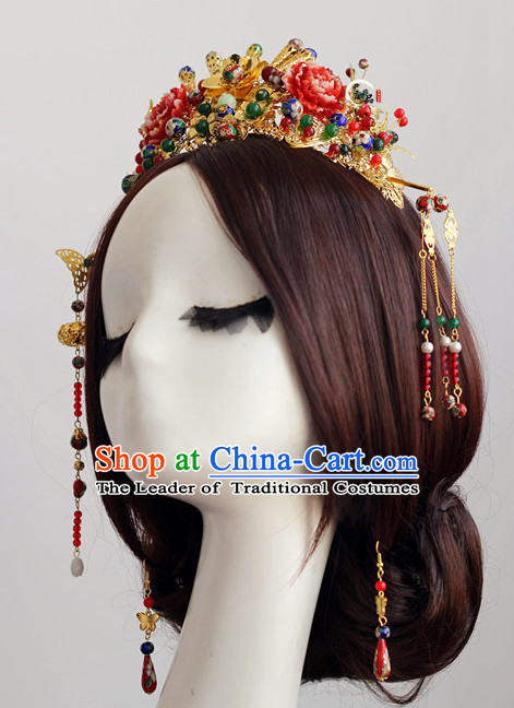 Top Chinese Traditional Wedding Headpieces Hair Jewelry Bridal Hair Clasp Hairpins Set