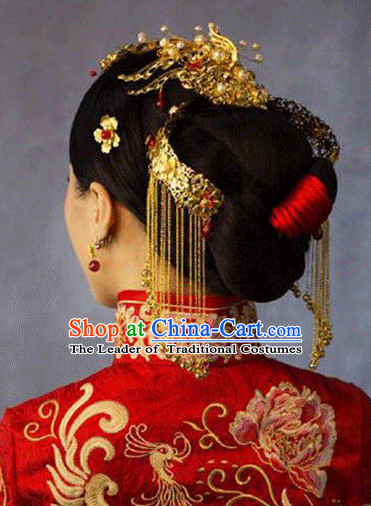 Top Chinese Traditional Wedding Headpieces Hair Jewelry Bridal Hair Clasp Hairpins Set