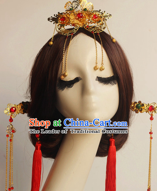 Top Chinese Traditional Wedding Bridal Crown Headpieces Hair Jewelry Bridal Hair Clasp Hairpins Set