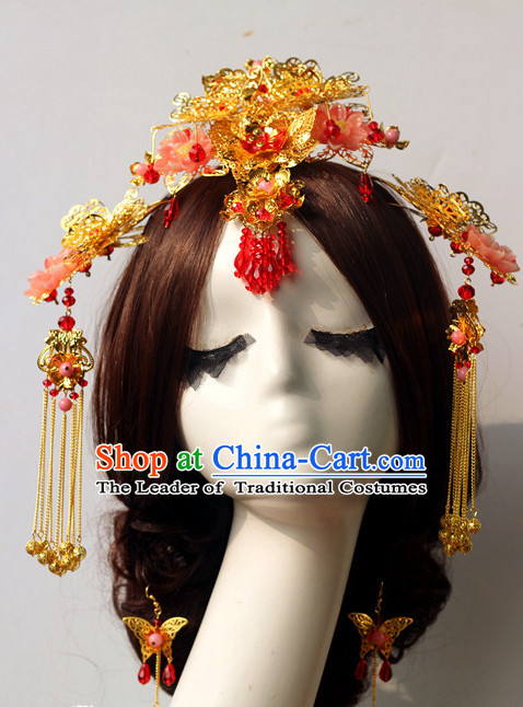 Top Chinese Traditional Wedding Bridal Phoenix Coronet Crown Headpieces Hair Jewelry Bridal Hair Clasp Hairpins Set