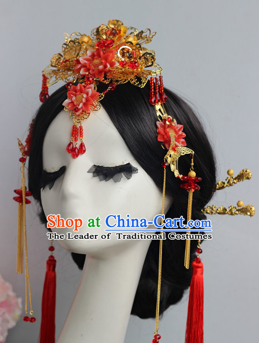 Top Chinese Traditional Wedding Bridal Phoenix Coronet Crown Headpieces Hair Jewelry Bridal Hair Clasp Hairpins Set