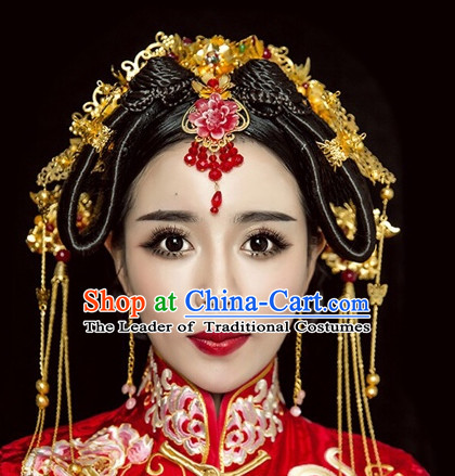 Top Chinese Traditional Wedding Bridal Phoenix Coronet Crown Headpieces Hair Jewelry Bridal Hair Clasp Hairpins Set