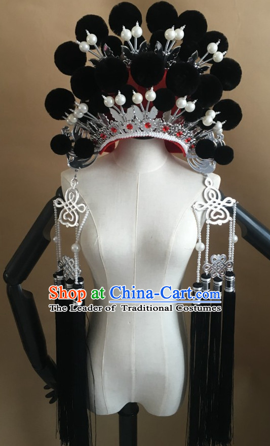 Black Chinese Traditional Phoenix Coronet Opera Hat