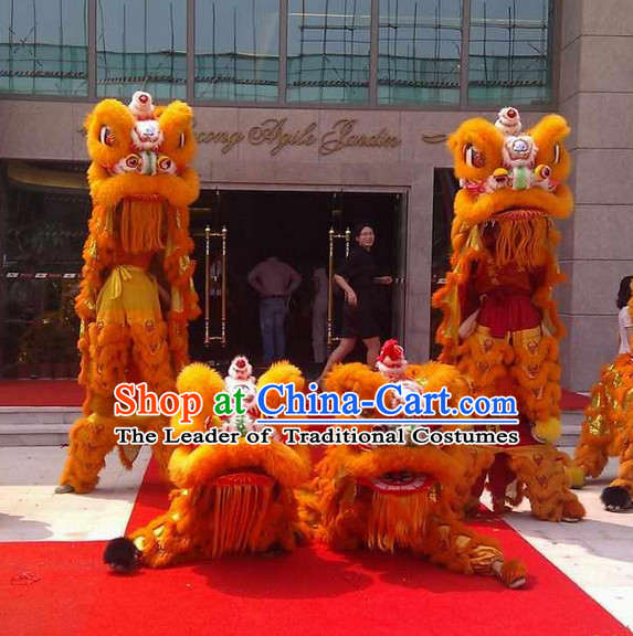 Orange Color Supreme 100_ Natural Wool Chinese Southern Lion Dance Equipments Complete Set