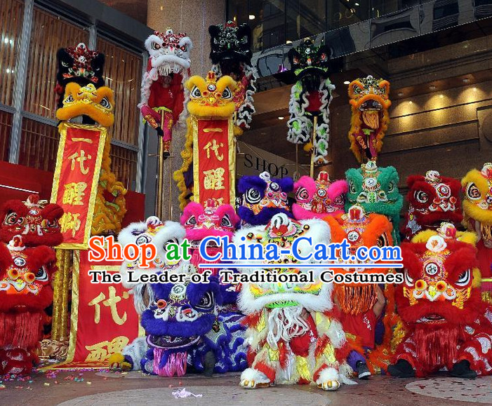 Supreme 100_ Long Natural Wool Chinese Southern Lion Dance Equipments Complete Set