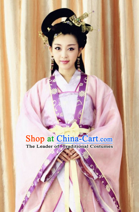 Traditional Chinese Hanfu Garment and Hair Jewelry Complete Set for Women