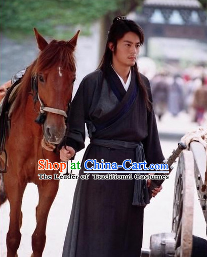 Ancient Chinese Traditional Dress Male Black Color Chinese Ancient Style Male Hanfu Clothes Complete Set