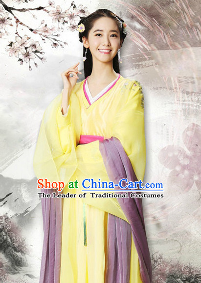 Chinese Ancient Style Princess Hanfu Clothes and Hair Jewelry Complete Set