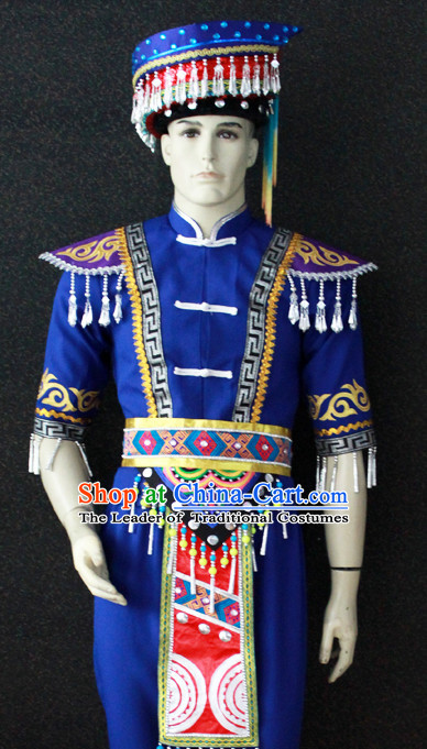 Chinese Nationality Folk Dance Ethnic Wear China Clothing Costume Ethnic Dresses Cultural Dances Costumes Complete Set for Men