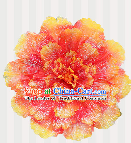 Orange Traditional Dance Props Flower Umbrella Dancing Prop Decorations for Men Women Adults