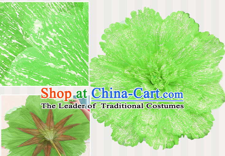 Light Green Traditional Dance Props Flower Umbrella Dancing Prop Decorations for Men Women Adults