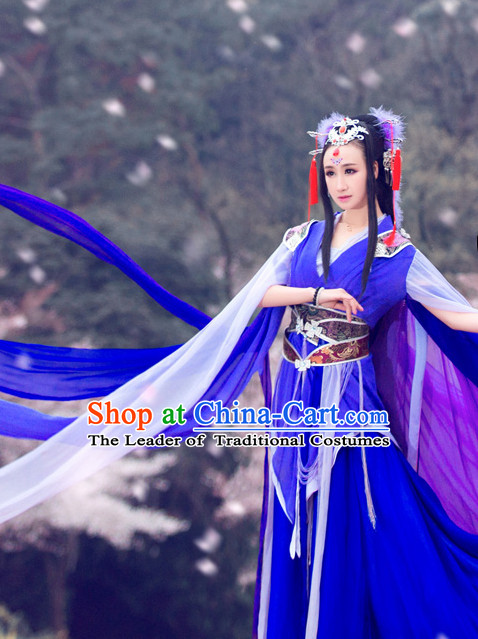 Chinese Traditional Dress Clothing Hanfu National Costumes China Gown Wear and Hair Accessories Complete Set