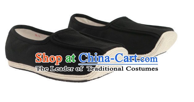 Chinese Traditional Black Handmade Fabric Shoes for Men