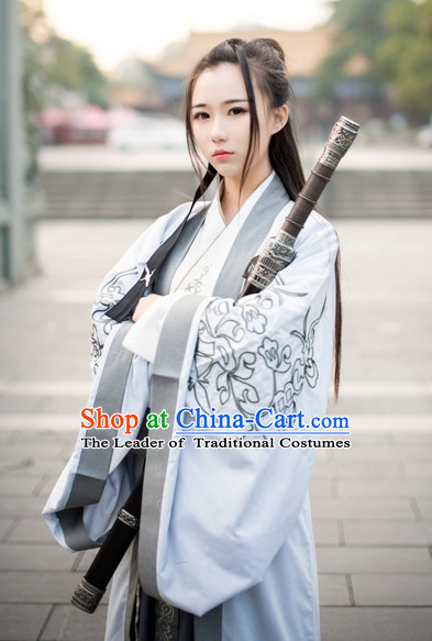 Traditional Chinese Ancient Han Dynasty Jiang Hu Swordswoman Costume Complete Set for Women