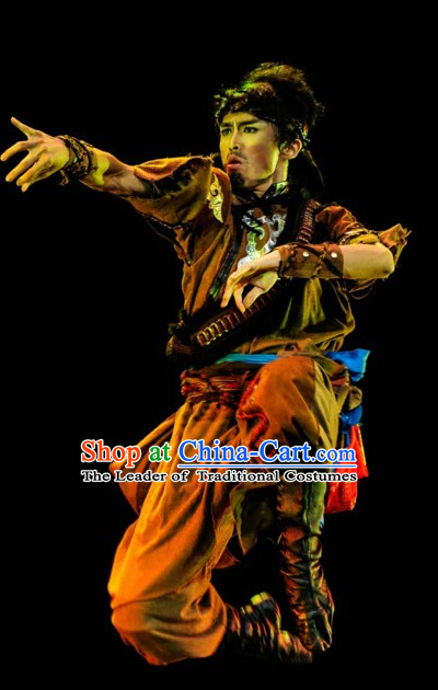 Ethnic Traditional Dance Costume Folk Dancing Costumes Traditional Chinese Dance Costumes Asian Dance Costumes Complete Set for Men