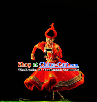Chinese Ethnic Mongolian Dance Costume Folk Dancing Costumes Traditional Chinese Dance Costumes Asian Dance Costumes Complete Set for Women