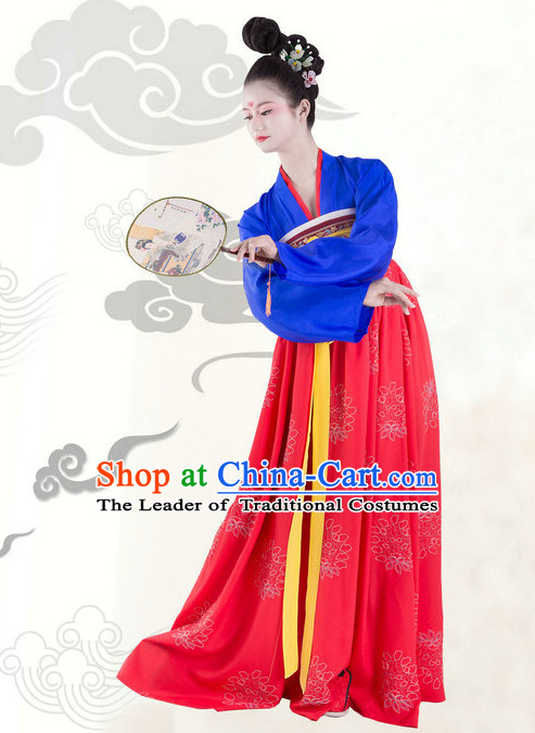 Hanfu Clothing Custom Traditional Tang Dynasty Chinese Hanfu Dreses Han Clothing Hanzhuang Historical Dress and Accessories Complete Set