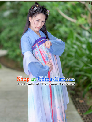 Tang Dynasty Women Han Fu_Hanfu Clothing Hanzhuang Historical Dress Historical Clothing and Accessories Complete Set for Women