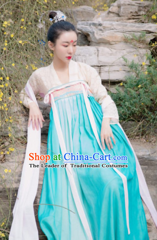 Ancient Tang Dynasty Women Han Fu_Hanfu Clothing Hanzhuang Historical Dress Historical Clothing and Accessories Complete Set for Women