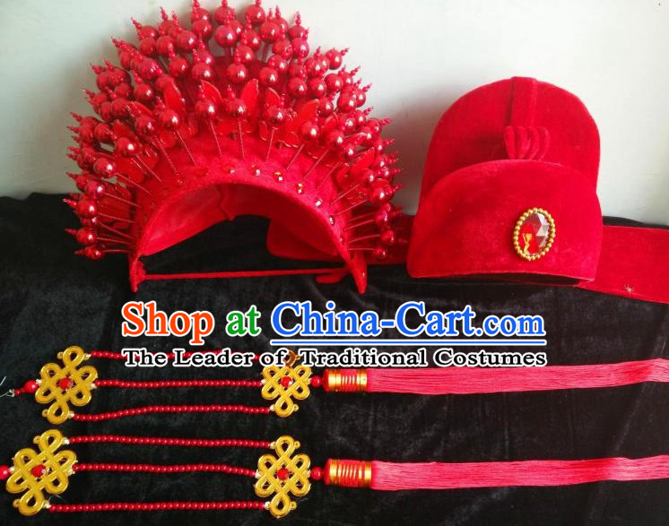 Top Traditional Chinese Opera Phoenix Coronet Hat and Bridegroom Hat