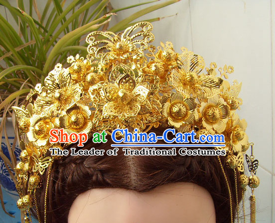Gold Chinese Ancient Style Empress Princess Hair Jewelry Phoenix Headwear Head Accessories Set
