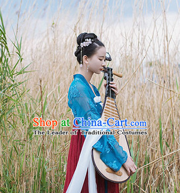Chinese Traditional Oriental Dress Hanfu Clothing Asian Dresses Fashion Cheongsam Dress China Clothing and Hair Jewelry for Women