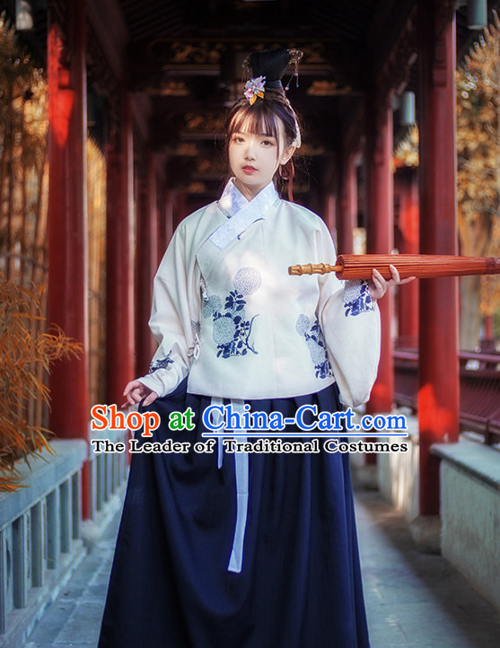 Chinese Traditional Oriental Dress Hanfu Clothing Asian Dresses Fashion Cheongsam Dress China Clothing and Hair Jewelry for Women