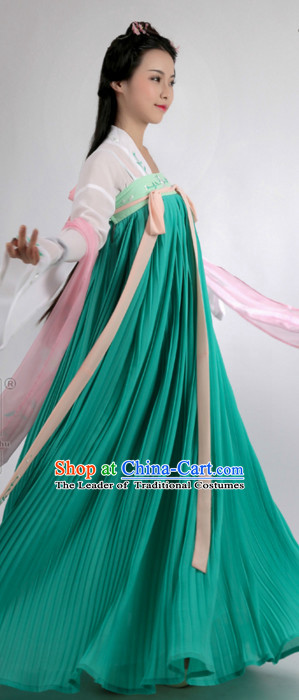 Chinese Traditional Dress Hanfu Costume China Kimono Robe Ancient Chinese Clothing National Costumes Gown Wear and Head Jewelry for Women Girls