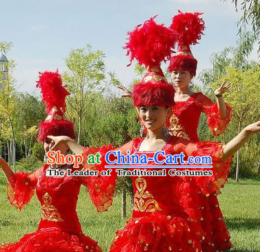 Chinese Folk Dance Ethnic Dresses Traditional Wear Clothing Cultural Dancing Costume Complete Set for Women