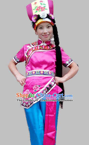 Chinese Folk Dance Ethnic Dresses Traditional Wear Clothing Cultural Dancing Costume Complete Set for Women