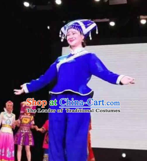 Chinese People Folk Dance Ethnic Dresses Traditional Wear Clothing Cultural Dancing Costume Complete Sets for Women