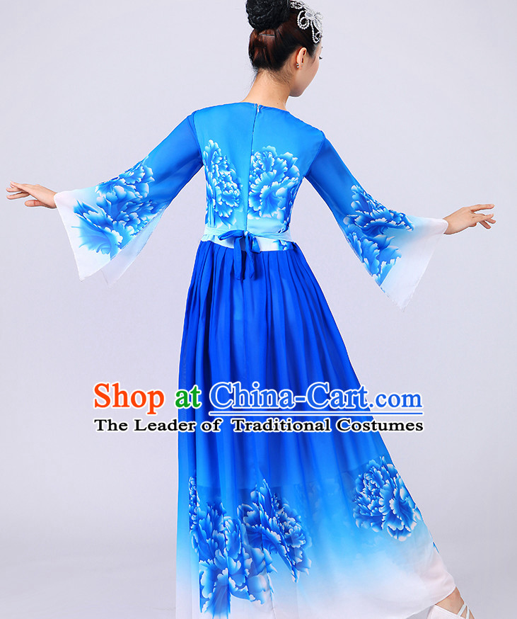 Chinese Theater Traditional dancing Ribbon Dancing Long Sleeve Leotard China Fan dancing Costume Complete Set