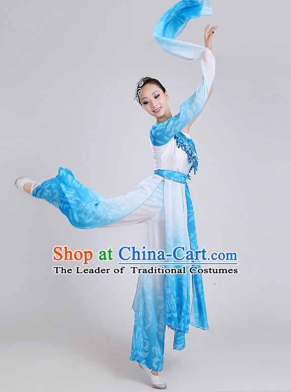 Chinese Theater Traditional dancing Ribbon Dancing Long Sleeve Leotard China Fan dancing Costume Complete Set