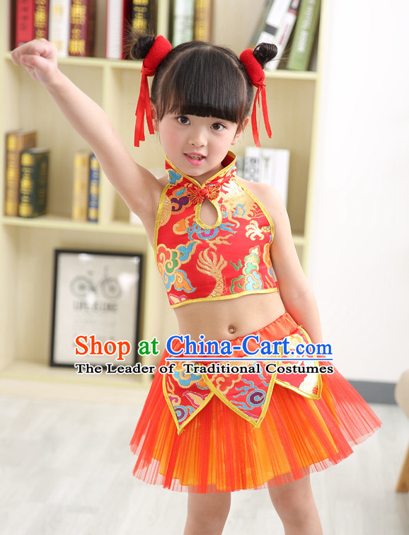 Chinese Theater Traditional Dance Ribbon Dancing Long Sleeve Leotard China Fan Dance Costume Complete Set for Kids Children Girls