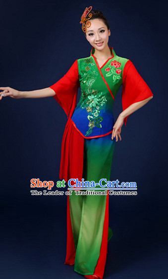 Asian Fan Dance Costume Hand Held Fan Chinese Dancing Ethnic Dance Folk Oriental Dancewear for Women Girls