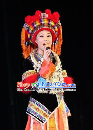 Chinese People Folk Dance Ethnic Dresses Traditional Wear Clothing Cultural Dancing Costume Complete Sets for Women