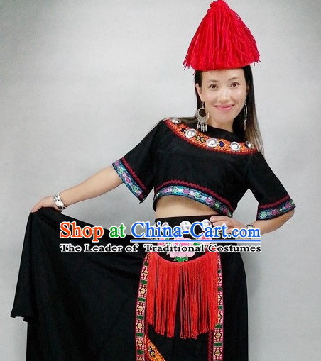 Chinese People Folk Dance Ethnic Dresses Traditional Wear Clothing Cultural Dancing Costume Complete Sets for Women