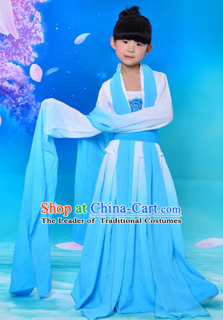 Ancient Chinese Water Sleeves Classical Group Dancer Costumes Complete Set for Kids
