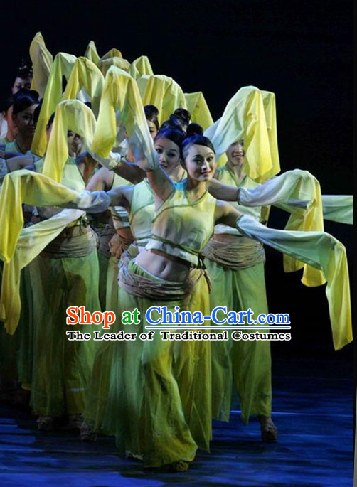 Ancient Chinese Classical Group Dancer Costumes Complete Set for Women