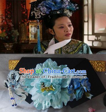 Qing Dynasty Imperial Royal Quene Phoenix Hairstyle Wigs Hairstyle Chinese Oriental Hairstyles Headpieces