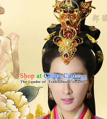 Chinese Imperial Quene Crown Empress Hairpins Hair Accessories Hairstyle Chinese Oriental Hairstyles Headpieces Wigs